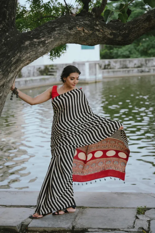 Designer_Multi_Color_Ajrakh_Digital_Printed_Modal_Linen_Saree