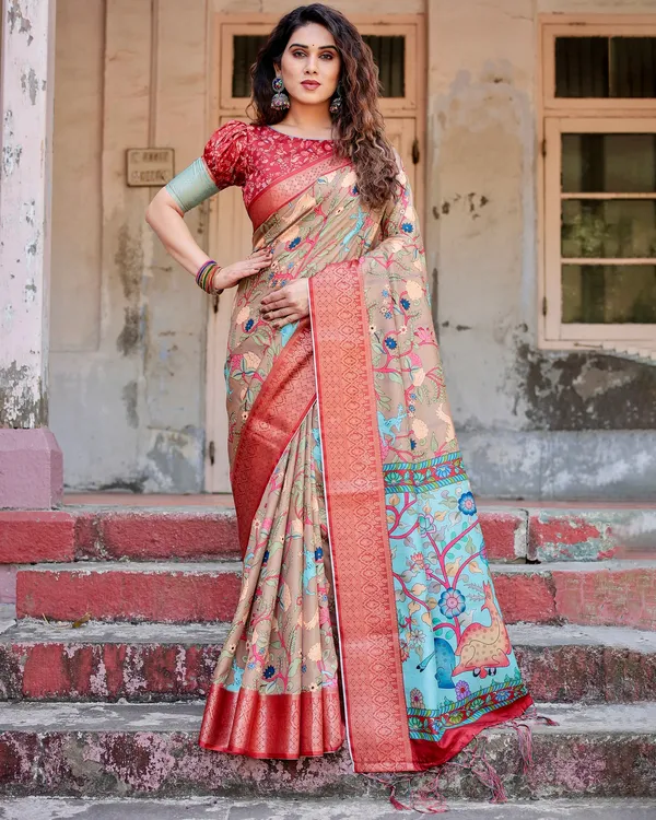 Layered_Pure_Silk_Saree_With_Gold_Zari_(Unstitched_Blouse_Piece)