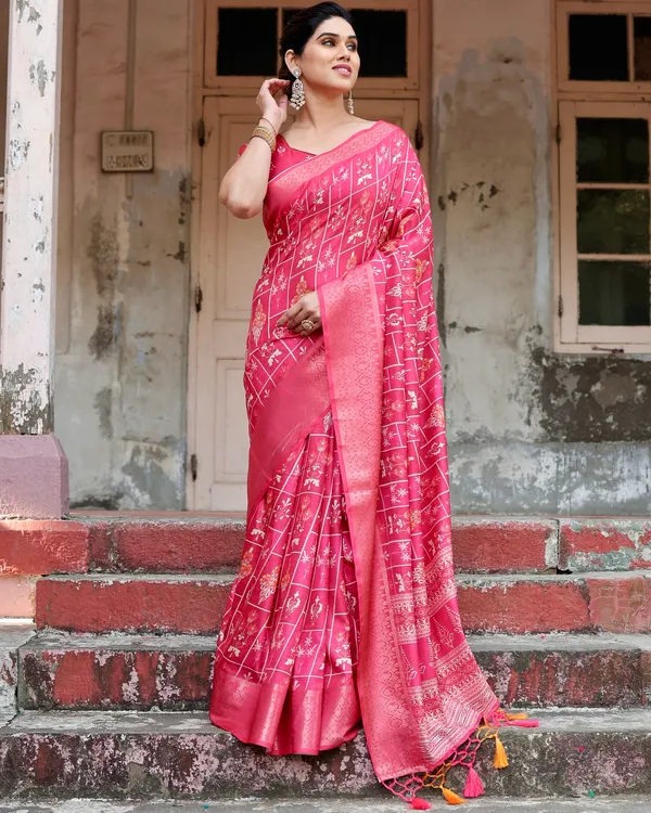Sara_Pure_Silk_Saree_With_Gold_Zari_(Unstitched_Blouse_Piece)