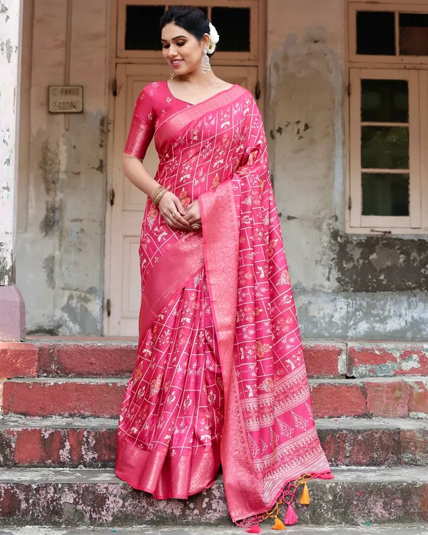 Sara_Pure_Silk_Saree_With_Gold_Zari_(Unstitched_Blouse_Piece)