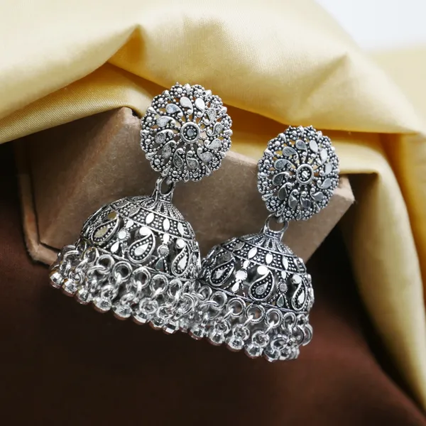 Combo_of_9_Pair_Silver_Oxodised_Jhumka_Earrings_with_Diamond_for_Girls_and_Women.