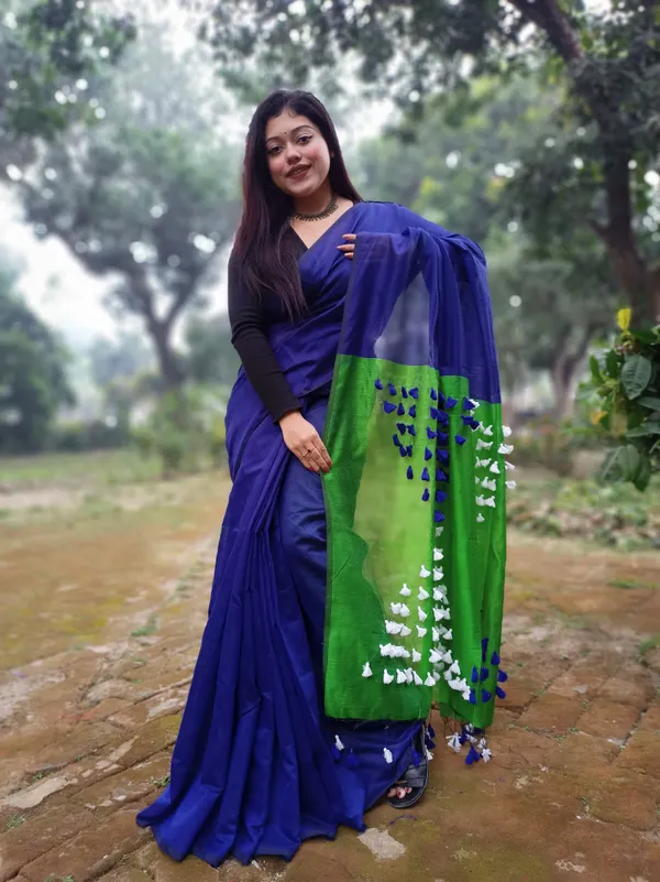 Blue_Cotton_Silk_Handloom_Saree_With_Blouse_Piece