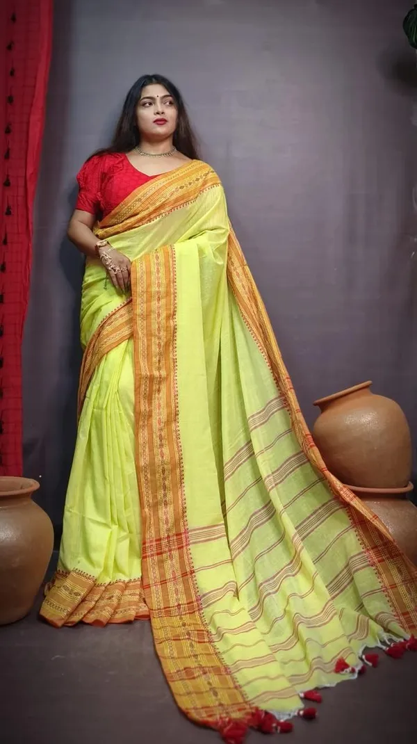Yellow_Pure_Cotton_Handloom_Saree