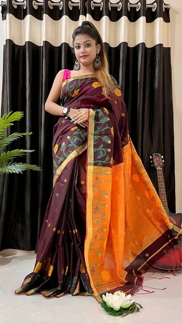 Maroon_Cotton_by_silk_Ghashfull_saree