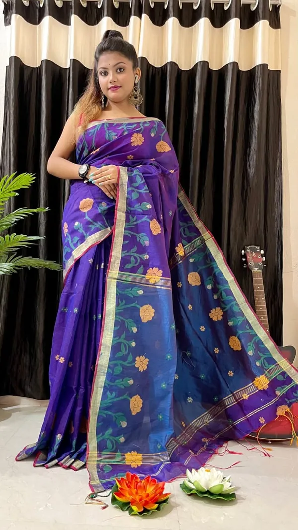 Purple_Cotton_by_silk_Ghashfull_saree