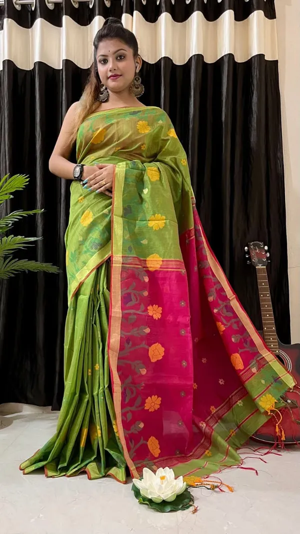 Green_Cotton_by_silk_Ghashfull_saree