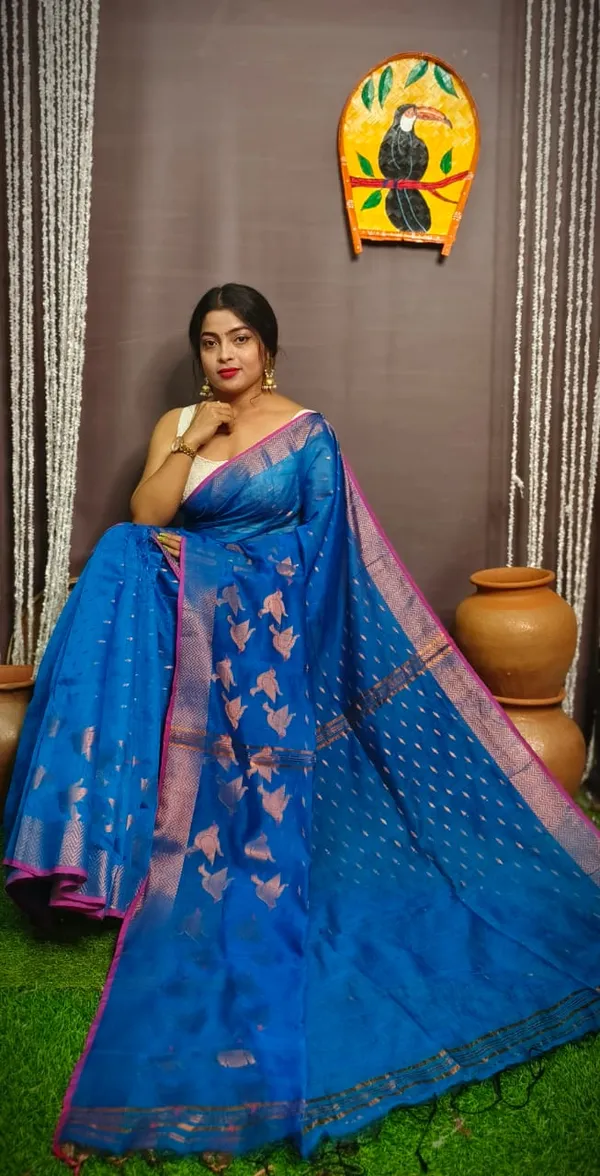 Skyblue_Cotton_by_silk_pakhi_saree