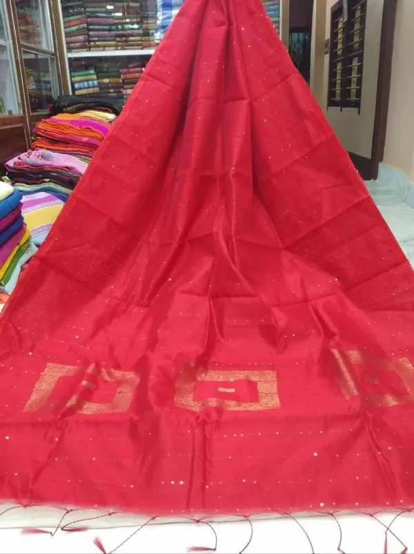 Prenda_Red_Trending_Cotton_Silk_Box_Sequence_Design_Saree