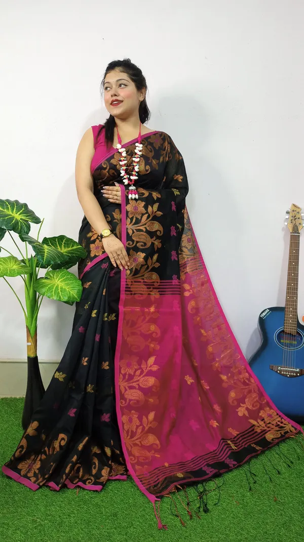 Black_Cooper_Zari_Handloom_Cotton_silk_Saree