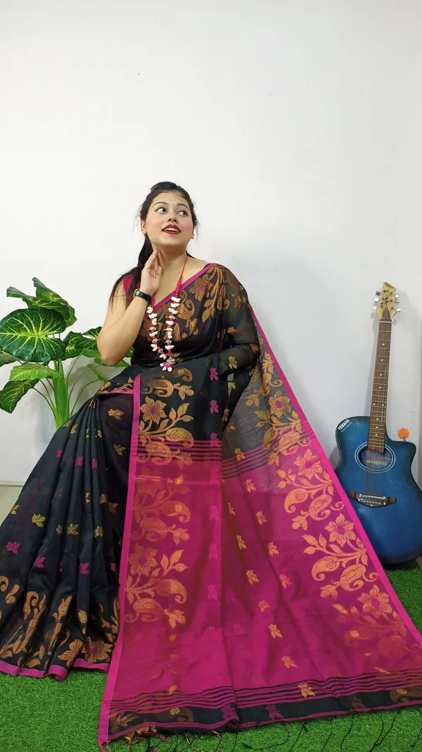 Black_Cooper_Zari_Handloom_Cotton_silk_Saree