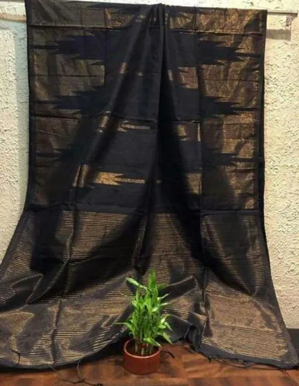 Prenda_Black_Trendy_Look_Cotton_Silk_Zari_Temple_Design_Saree