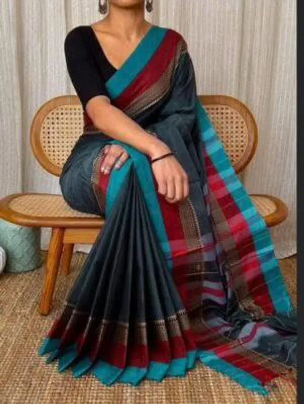 Blue_Weaving_Work_Cotton_Handloom_Saree