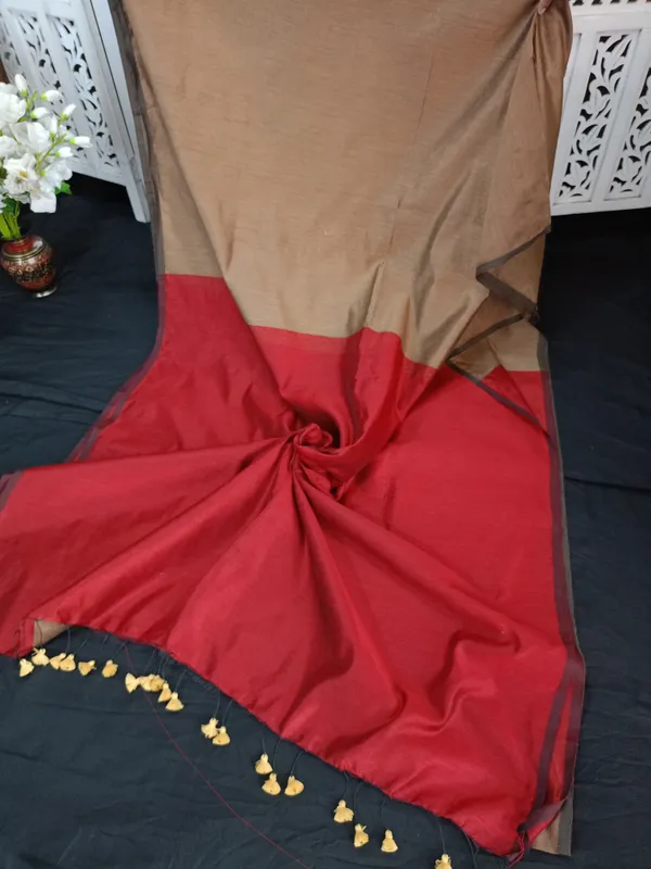 Prenda_Cream_Plain_Soft_Cotton_Silk_Saree