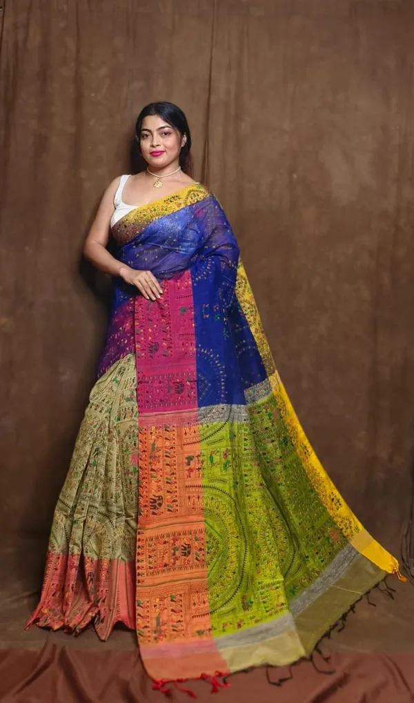 Prenda_Multicolor_Trendy_Cotton_Silk_Madhubani_Print_Saree