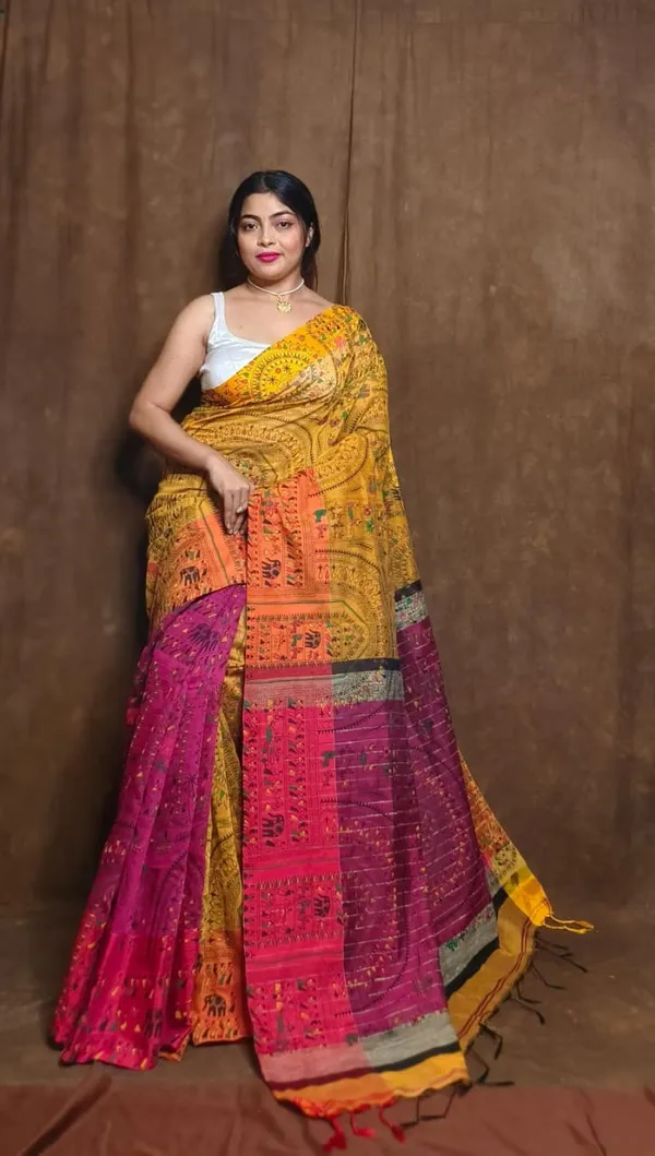 Prenda_Multicolor_Trendy_Cotton_Silk_Madhubani_Print_Saree
