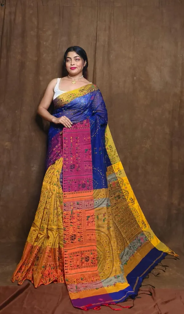 Prenda_Multicolor_Trendy_Cotton_Silk_Madhubani_Print_Saree