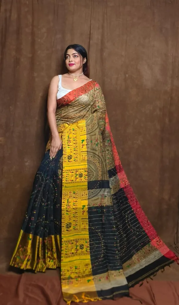 Prenda_Multicolor_Trendy_Cotton_Silk_Madhubani_Print_Saree