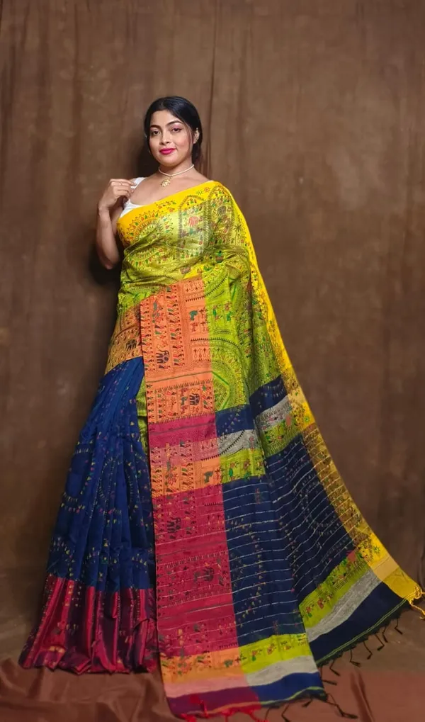 Prenda_Multicolor_Trendy_Cotton_Silk_Madhubani_Print_Saree