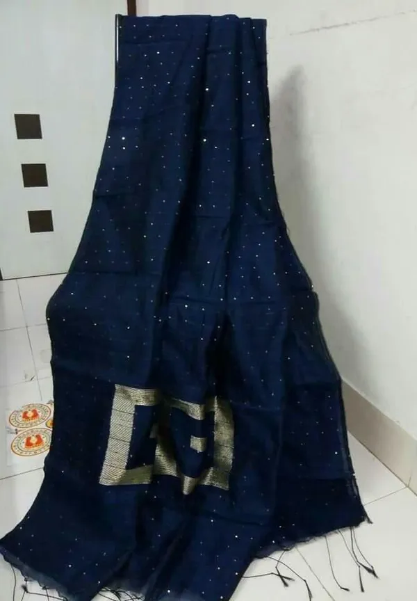 Prenda_Navy_Blue_Trending_Cotton_Silk_Box_Sequence_Design_Saree