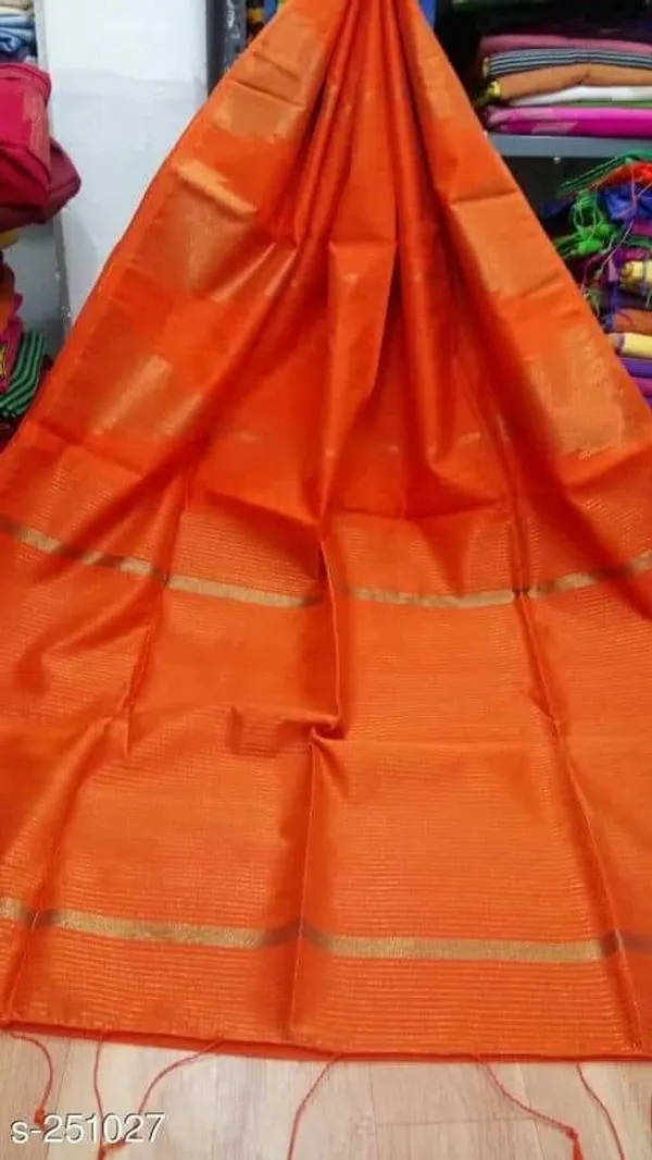 Prenda_Orange_Trendy_Look_Cotton_Silk_Zari_Temple_Design_Saree