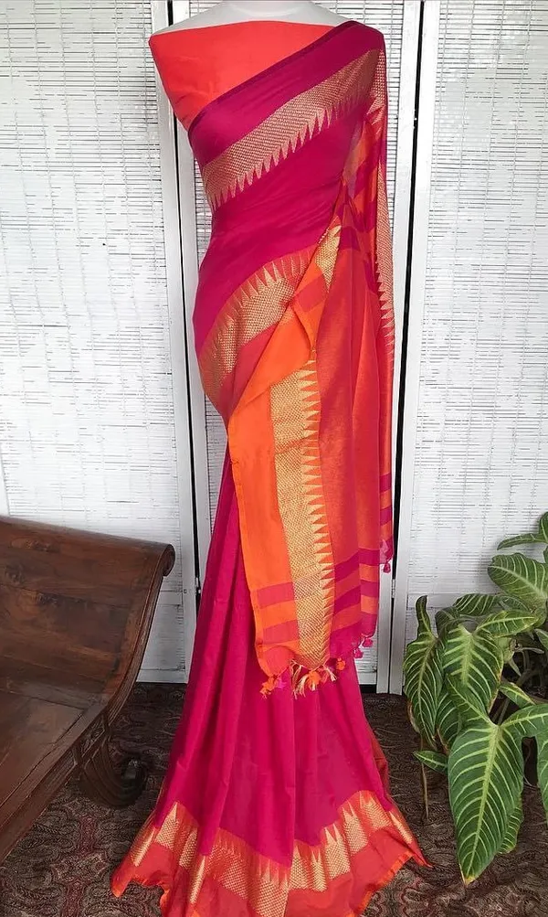 Pink_Temple_Boeder_Cotton_Handloom_Saree