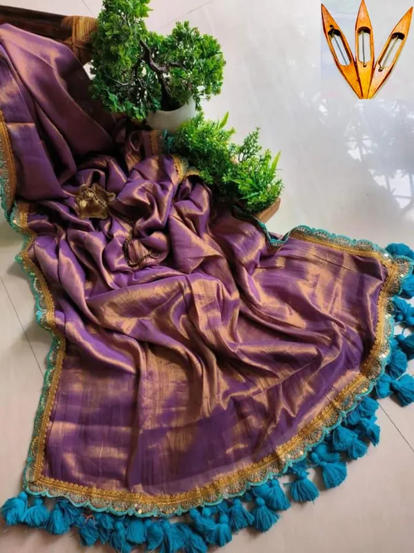 Prenda_Violet_Pure_Raga_Tissue_Lace_Border_Design_Handloom_Saree