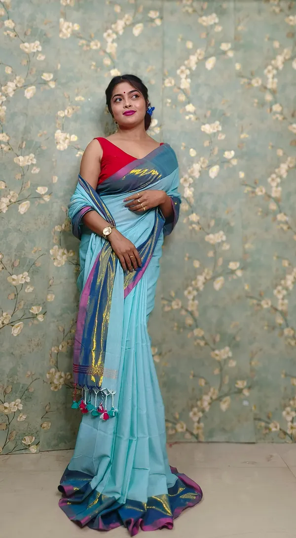 Prenda_White_New_Trendy_Cotton_Blend_Zari_Border_Design_Saree