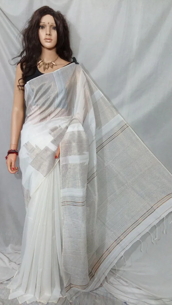 Prenda_White_Trendy_Look_Cotton_Silk_Zari_Temple_Design_Saree