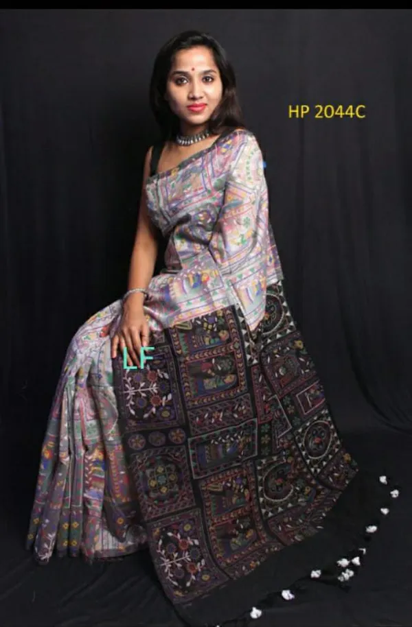 Prenda_White_Trendy_Style_Madhubani_Print_Cotton_Silk_Saree