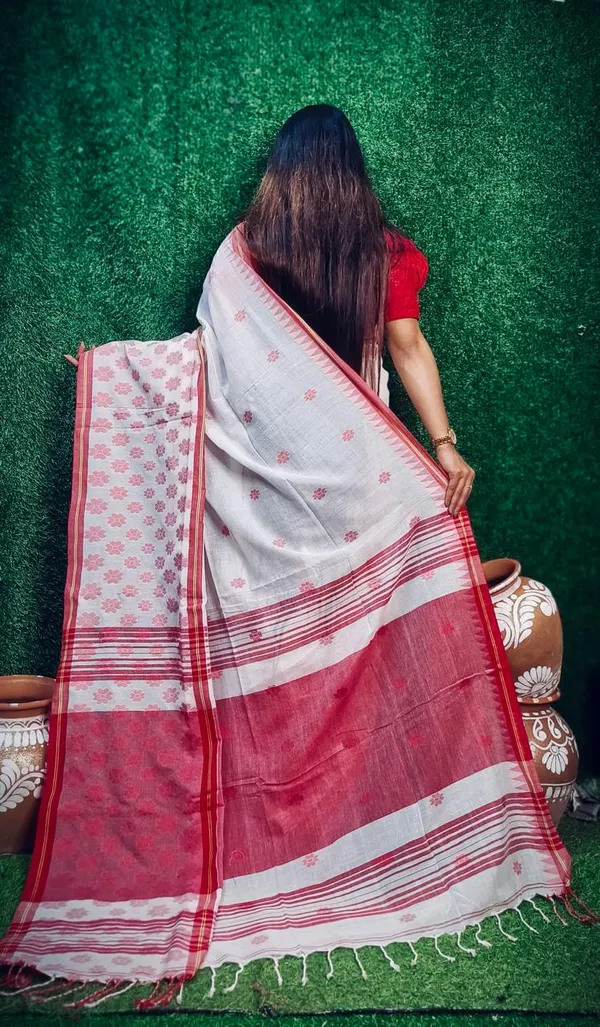 White_Pure_Cotton_Handloom_Saree