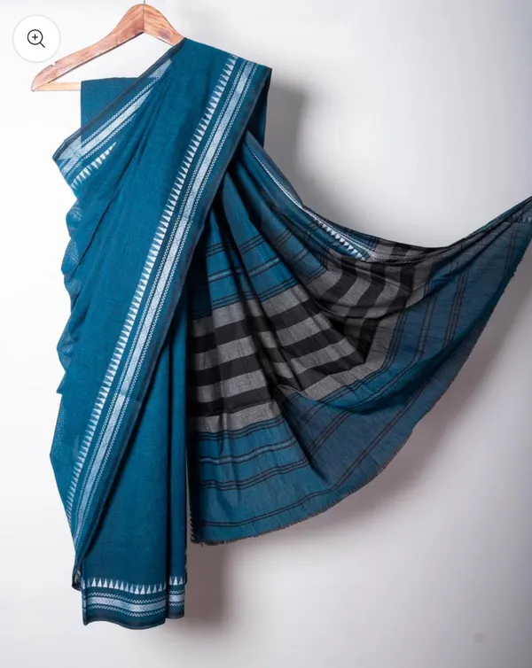 SkyBlue_Pure_Cotton_Handloom_Saree