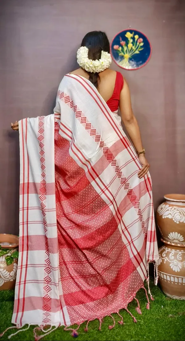 White_Pure_Cotton_Handloom_Saree