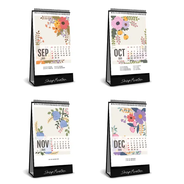 Table_Top_Desk_Standing_Calendar_2025_Desk_Calendar_2025_Table_Calendar_2025_Home_And_Office_Calendar_2025_Ful_Flower_Pattern_Standing_Calendar_2025_Size_5.5"_X_9"_Inch