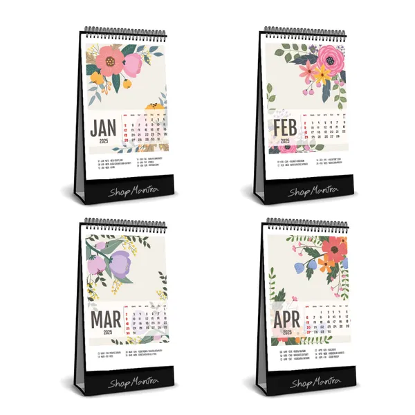 Table_Top_Desk_Standing_Calendar_2025_Desk_Calendar_2025_Table_Calendar_2025_Home_And_Office_Calendar_2025_Ful_Flower_Pattern_Standing_Calendar_2025_Size_5.5"_X_9"_Inch
