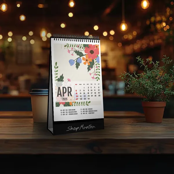 Table_Top_Desk_Standing_Calendar_2025_Desk_Calendar_2025_Table_Calendar_2025_Home_And_Office_Calendar_2025_Ful_Flower_Pattern_Standing_Calendar_2025_Size_5.5"_X_9"_Inch