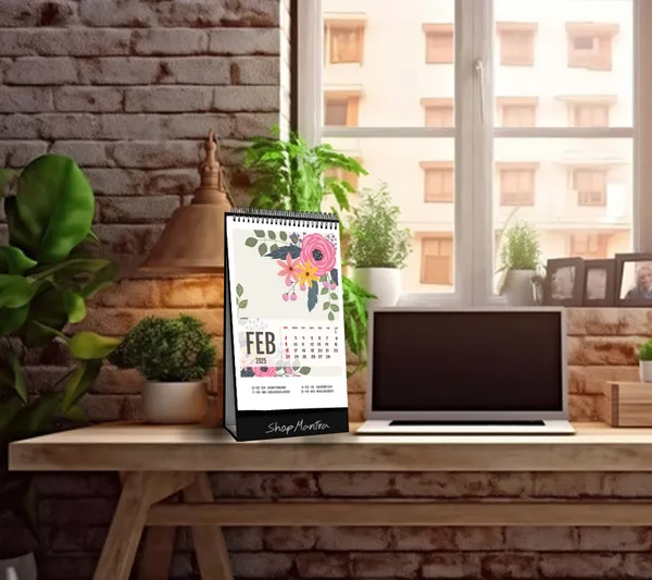 Table_Top_Desk_Standing_Calendar_2025_Desk_Calendar_2025_Table_Calendar_2025_Home_And_Office_Calendar_2025_Ful_Flower_Pattern_Standing_Calendar_2025_Size_5.5"_X_9"_Inch