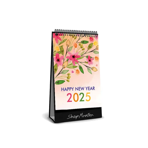 ShopMantra_Table_Top_Desk_Standing_Calendar_2025_|_Desk_Calendar_2025_|_Table_Calendar_2025_|_Home_and_Office_Calendar_2025_|_Floral_Pattern_Desk_Calendar_2025_(Size_5.5"_x_9"_Inch)
