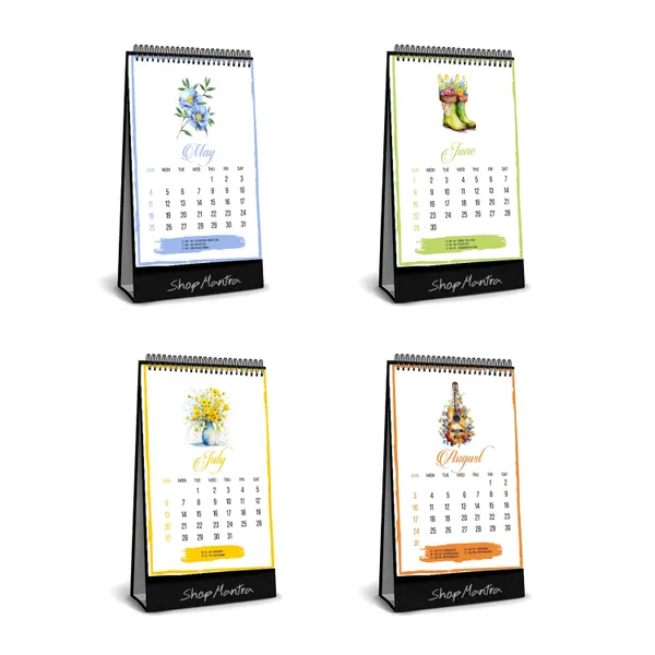 ShopMantra_Table_Top_Desk_Standing_Calendar_2025_|_Desk_Calendar_2025_|_Table_Calendar_2025_|_Home_and_Office_Calendar_2025_|_Floral_Pattern_Desk_Calendar_2025_(Size_5.5"_x_9"_Inch)