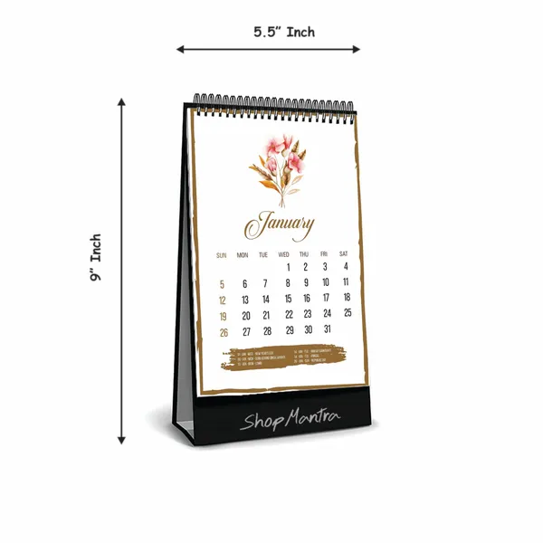 ShopMantra_Table_Top_Desk_Standing_Calendar_2025_|_Desk_Calendar_2025_|_Table_Calendar_2025_|_Home_and_Office_Calendar_2025_|_Floral_Pattern_Desk_Calendar_2025_(Size_5.5"_x_9"_Inch)