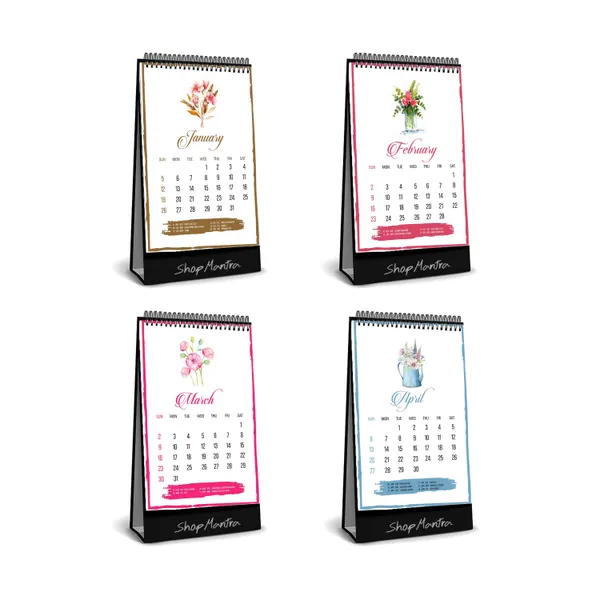 ShopMantra_Table_Top_Desk_Standing_Calendar_2025_|_Desk_Calendar_2025_|_Table_Calendar_2025_|_Home_and_Office_Calendar_2025_|_Floral_Pattern_Desk_Calendar_2025_(Size_5.5"_x_9"_Inch)