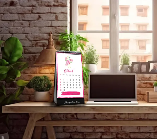 ShopMantra_Table_Top_Desk_Standing_Calendar_2025_|_Desk_Calendar_2025_|_Table_Calendar_2025_|_Home_and_Office_Calendar_2025_|_Floral_Pattern_Desk_Calendar_2025_(Size_5.5"_x_9"_Inch)
