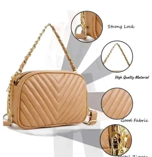 ShopMantra_Women's_Sling_Bag,_Faux_Leather_Crossbody_Bag_for_Casual_Outings_and_Office_Wear_with_2_Main_Compartments,Gold-Tone_Chain_Straps,_and_Zippered_Pockets_-Beige