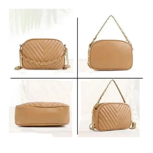 ShopMantra_Women's_Sling_Bag,_Faux_Leather_Crossbody_Bag_for_Casual_Outings_and_Office_Wear_with_2_Main_Compartments,Gold-Tone_Chain_Straps,_and_Zippered_Pockets_-Beige