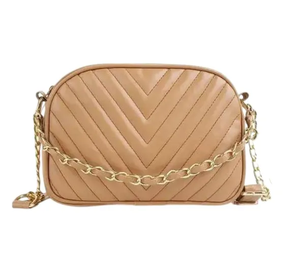 ShopMantra_Women's_Sling_Bag,_Faux_Leather_Crossbody_Bag_for_Casual_Outings_and_Office_Wear_with_2_Main_Compartments,Gold-Tone_Chain_Straps,_and_Zippered_Pockets_-Beige