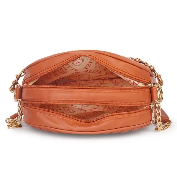 ShopMantra_Women's_Sling_Bag,_Faux_Leather_Crossbody_Bag_for_Casual_Outings_and_Office_Wear_with_2_Main_Compartments,Gold-Tone_Chain_Straps,_and_Zippered_Pockets_-Tan