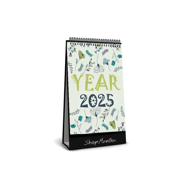 Table_Top_Desk_Standing_Calendar_2025_Desk_Calendar_2025_Table_Calendar_2025_Home_And_Office_Calendar_2025_Wild_Flower_Vector_Pattern_Standing_Calendar_2025_Size_5.5"_X_9"_Inch