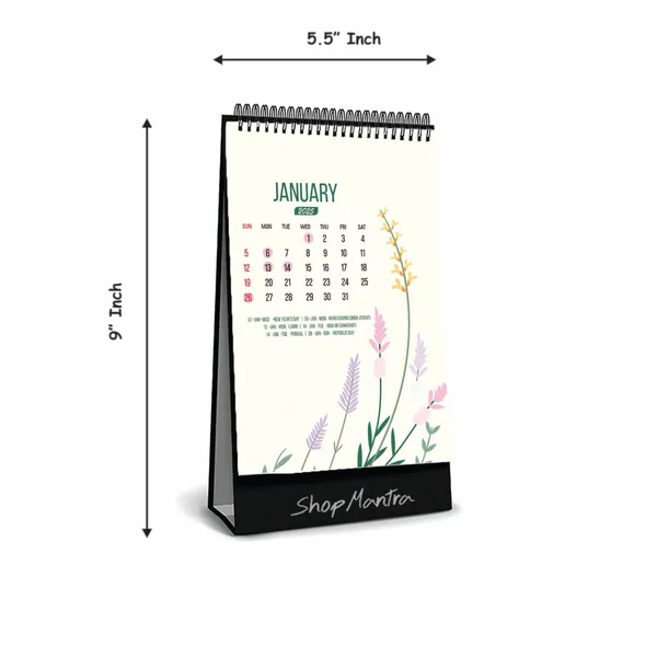 Table_Top_Desk_Standing_Calendar_2025_Desk_Calendar_2025_Table_Calendar_2025_Home_And_Office_Calendar_2025_Wild_Flower_Vector_Pattern_Standing_Calendar_2025_Size_5.5"_X_9"_Inch