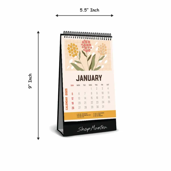 Table_Top_Desk_Standing_Calendar_2025_Desk_Calendar_2025_Table_Calendar_2025_Home_And_Office_Calendar_2025_Floral_Desk_Calendar_2025_Size_5.5"_X_9"_Inch