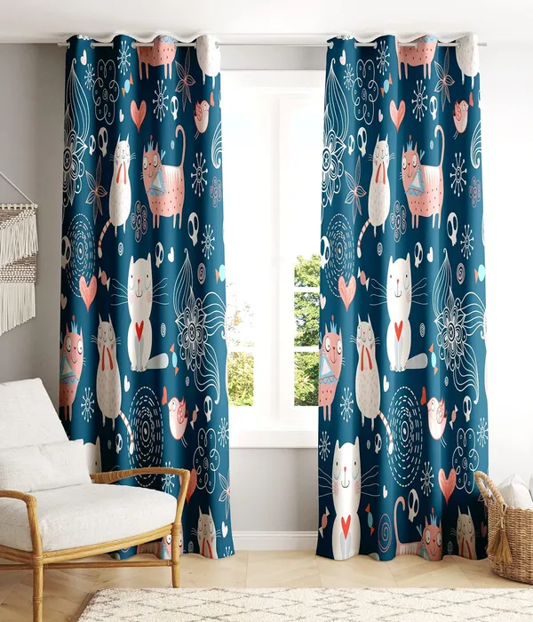 Pack_Of_2-_Polyester_piece_Green_Cats_printed_Heavy__European_semi_transparent_Curtains_Grommet_Curtain?for?Living?Room