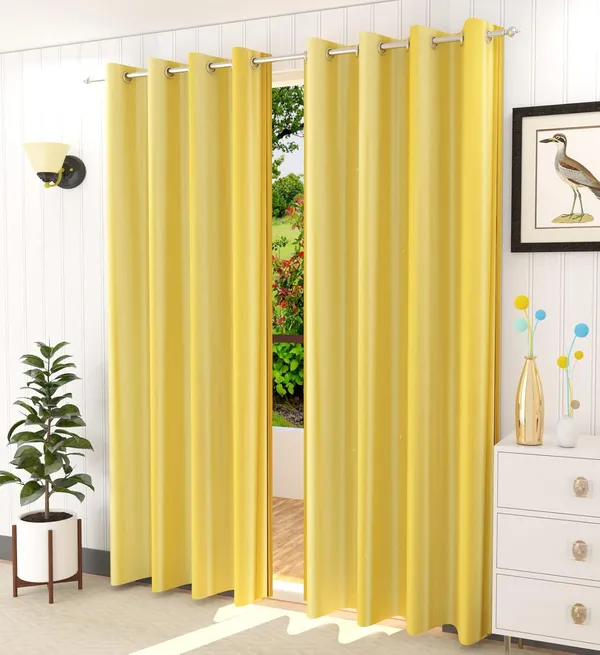 Pack_Of_2_solid_curtain_yellow__Heavy__European_semi_transparent_Curtains_Grommet_Curtain_for_Living_Room